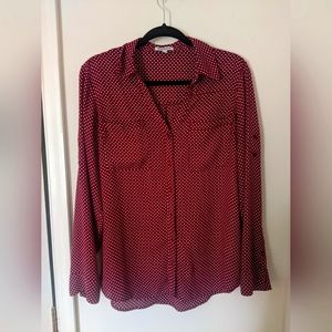 Merlot polkadot long sleeved button down (L)